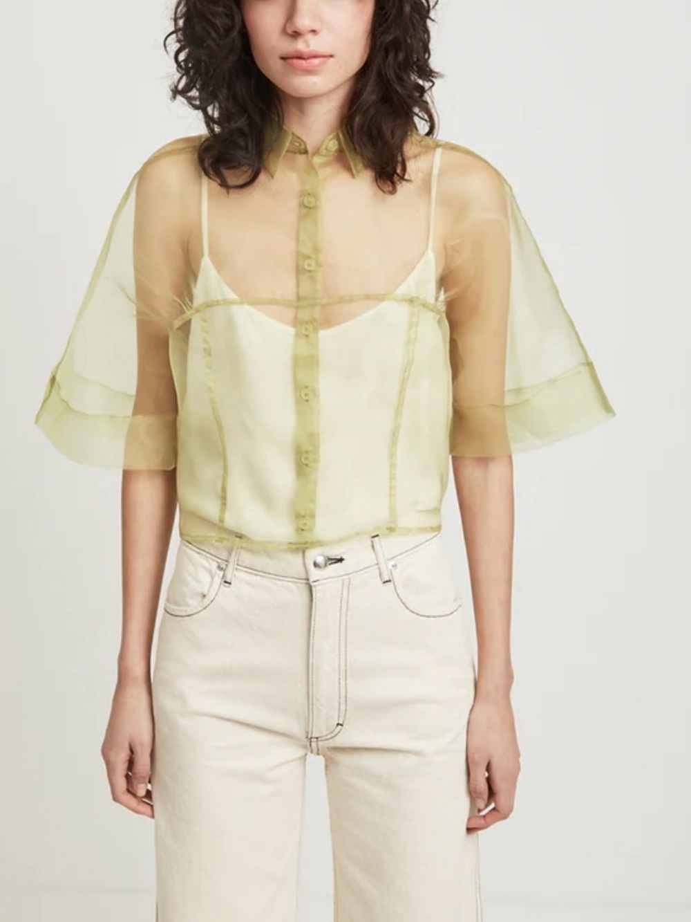 Eckhaus Latta SS18 float blouse made of sheer synthetic organza Sz S